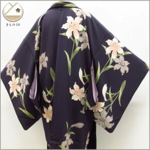 * kimono 10* 1 jpy excellent article!! silk length feather woven 100 .. length 106cm.70.5cm [ including in a package possible ] *****