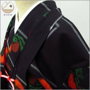 * kimono 10* 1 jpy . woven ensemble persimmon fruit single . length 154cm.63.5cm [ including in a package possible ] ****