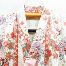 ★着物10★ 1円 絹 子供着物 ジュニア用 女児用 金銀彩 襦袢セット 袷 身丈100cm 裄55cm [同梱可] ☆☆_画像10