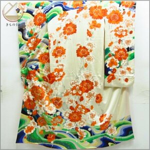 * kimono 10* silk small long-sleeved kimono gold piece embroidery gold paint . length 167cm.64cm [ including in a package possible ] **