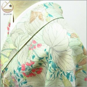 * kimono 10* 1 jpy silk fine pattern .. length 160cm.65.5cm [ including in a package possible ] **