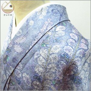 * kimono 10* 1 jpy silk fine pattern gold paint . length 163cm.65.5cm [ including in a package possible ] ***