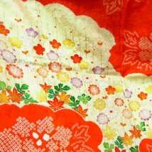 ★着物10★ 1円 絹 子供着物 ジュニア用 女児用 絞り 金彩 袷 身丈136cm 裄49cm [同梱可] ☆☆_画像2