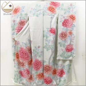 * kimono 10* 1 jpy silk long-sleeved kimono simplified goods total aperture stop length 162cm [ including in a package possible ] ****