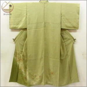* kimono 10* 1 jpy silk visit wear embroidery . length 160cm.66.5cm [ including in a package possible ] ***