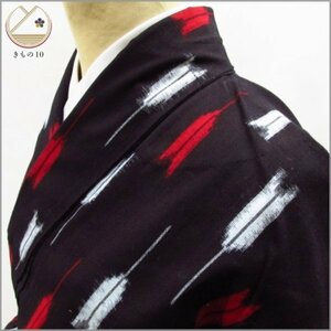 * kimono 10* 1 jpy tree cotton kimono arrow feather single . length 148cm.61.5cm [ including in a package possible ] ***
