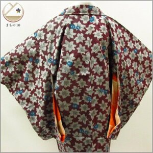 * кимоно 10* 1 иен шелк длина перо тканый античный ... длина 95cm.62cm [ включение в покупку возможно ] **