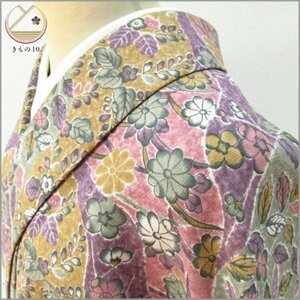 * kimono 10* 1 jpy .. fine pattern single . length 145cm.61.5cm [ including in a package possible ] **