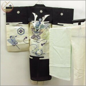 * kimono 10* 1 jpy silk child kimono . summer thing for boy production put on silver . underskirt set single . length 97cm.43cm [ including in a package possible ] **