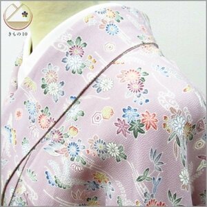 ★着物10★ 1円 絹 小紋 縮緬 袷 身丈158cm 裄62cm [同梱可] ☆☆