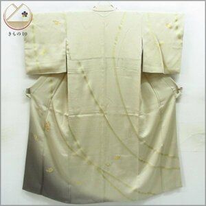 * kimono 10* 1 jpy silk tsukesage fine pattern [...] gold paint . length 155cm.63cm [ including in a package possible ] **
