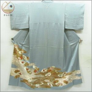 * kimono 10* 1 jpy silk tomesode gold piece embroidery gold paint three . ratio wing attaching . length 153cm.64cm [ including in a package possible ] **