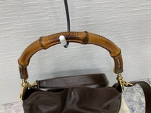 ☆1000円スタート☆ グッチ　GUCCI　バンブー　茶レザー　2WAY　ショルダー　ハンド　バッグ　◆24840_画像3