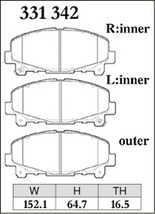 アコードツアラー CW2 ブレーキパッド フロント左右セット ディクセル Mタイプ 331342 取付セット DIXCEL フロントのみ ACCORD TOURER_画像3