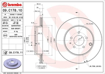 MPV LY3P ブレーキローター リア左右セット ブレンボ ブレーキディスク 09.C178.11 取付セット brembo BRAKE DISC リアのみ_画像2