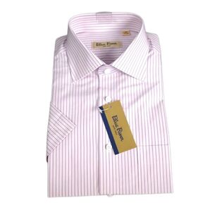 【新品タグ付】老舗メーカー フレックス社 BLUE RIVER シャツ 形態安定 半袖 レギュラーカラー Mサイズ ピンク