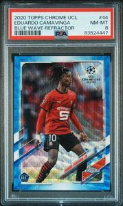 ◆PSA 8 NM-MT/鑑定品◆ 2020-21 Topps Chrome UCL Blue Wave Refractor /75 【 Eduardo Camavinga ( エドゥアルド・カマヴィンガ ) 】 RC