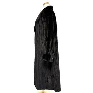 【貂商】h2872 ブラックミンク ハーフコート デザインコート セミロング ロングコート ミンクコート 貂皮 mink身丈 約115cmの画像2