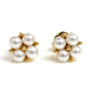 MIKIMOTO Mikimoto K18YG yellow gold pearl earrings PE-1775PK pearl approximately 3.0mm 2.5g lady's used beautiful goods 