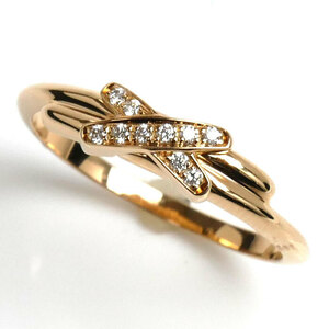 Chaumet Chaumet K18PG pink gold judu Lien ring * ring 082218 diamond 9 number 49 1.8g lady's used beautiful goods 