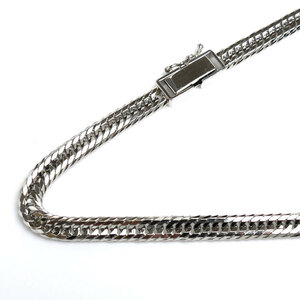 Pt850 platinum necklace flat 12 surface Triple cut 30.3g 50cm unisex used 