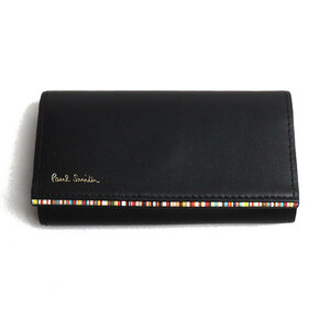 Paul Smith paul (pole) * Smith stripe Point key case black 873301 PSC752 men's used beautiful goods 