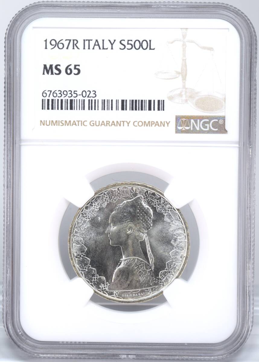 イタリア銀貨 500リラ NGC MS62 コレクション