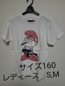 used　スマーフプリントTシャツ　160サイズ　レディースSMサイズ