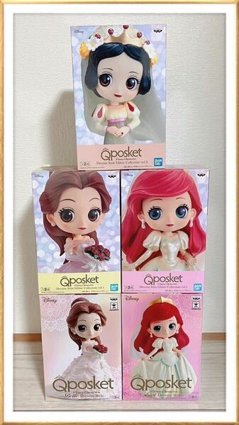 Qposket フィギュア まとめ売り Disney Characters ディズニー アリエル ベル 白雪姫 5種 キューポスケット リトルマーメイド 美女と野獣