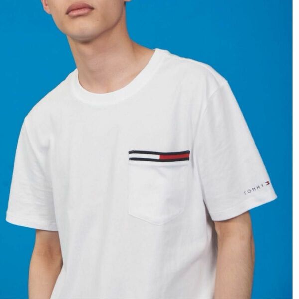 TOMMY HILFIGER美品♪トミーヒルフィガー　 白 半袖Tシャツ ポケット ホワイト S y0142