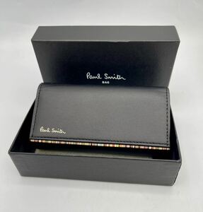  unused storage goods Paul smith Paul Smith stripe Point 2 key case cow leather key ring attaching 4 ream hook black 