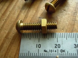 * prompt decision * brass 10ps.@*W 3/16(1 minute 5 rin )×20mm * minus circle head bolt screw * nut * old tool * rare *DIY* yellow copper *