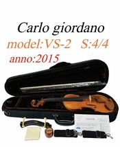 ■良音■ Carlo giordano カルロ ジョルダーノ 弦楽器 フルサイズ 4/4 バイオリン モデル VS-2 anno:2015 虎杢_画像1