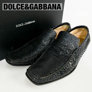  прекрасный товар DOLCE&GABBANA мужской питон кожа Loafer туфли без застежки 27.5cm 7 1/2 чёрный черный бизнес обувь Dolce & Gabbana .