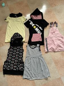  short sleeves tops One-piece set sale size 140 girl Kids overall skirt no sleeve One-piece border baby doll 