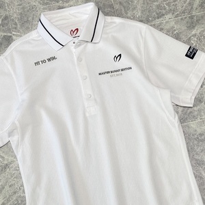 未使用級 近年モデル PEARLY GATES マスターバニー 半袖 ポロシャツ メンズ 4 白 ホワイト ロゴ 刺繍 パーリーゲイツ ゴルフウェア C515