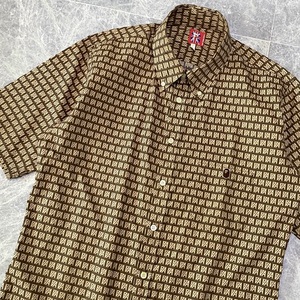  unused class rare A BATHING APE A Bathing Ape short sleeves button down shirt tops men's L monogram pattern total pattern Logo embroidery made in Japan C526
