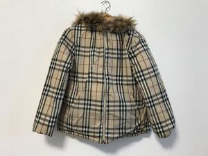 5-2 BURBERRY Burberry down down jacket jacket outer check pattern check Japanese inscription not equipped outer garment hood removed possible 