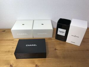 ●5-194 CHANEL シャネル コットンケース 小物入れ ブラシスタンド ノベルティ おまとめ セット ブラック ホワイト