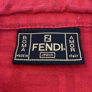 5-41 FENDI フェンディ ジャケット アウター 上着 長袖 ズッカ柄 総柄 赤 レッド コットン100% イタリア製 女性用 レディース の画像7