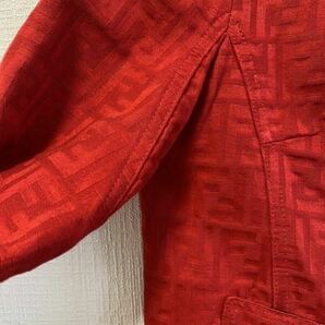5-41 FENDI フェンディ ジャケット アウター 上着 長袖 ズッカ柄 総柄 赤 レッド コットン100% イタリア製 女性用 レディース の画像3