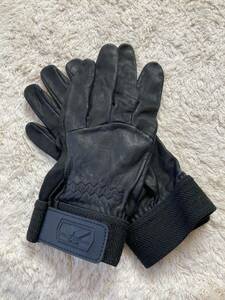 ユアサ 本革グローブ ブラック LLサイズ 美品 手首ゴム マジックテープ式 送料１８５円 YUASA GLOVE 