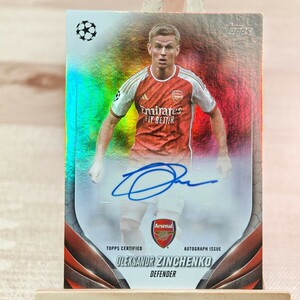 オレクサンドル・ジンチェンコ 2023-24 Topps UEFA Club Competitions Oleksandr Zinchenko Auto Arsenal 直筆サインカード