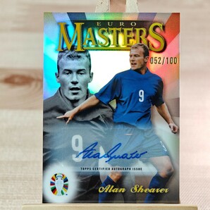 100枚限定 アラン・シアラー 2023-24 Topps Finest UEFA Road To Euros Alan Shearer Euro Masters Auto 052/100 直筆サインカードの画像1