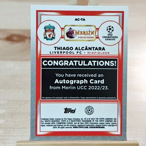 ティアゴ・アルカンタラ 2022-23 Topps Merlin Chrome Uefa Champions League Thiago Alcantara Autographs Liverpool 直筆サインカードの画像2