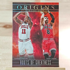 75枚限定 デマー・デローザン 2023-24 Panini Origins DeMar DeRozan Zach LaVine Roots Of Greatness 50/75 シカゴ・ブルズ