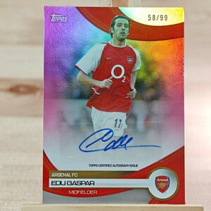 99枚限定 エドゥ 2023-24 Topps Arsenal Team Set Edu Auto 58/99 直筆サインカード