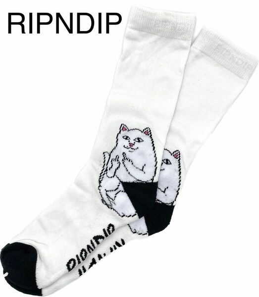 RIPNDIP リップンディップ ソックス ハイソックス 白×黒