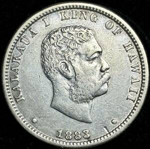 [ старый Гаваи королевство серебряная монета ](1883 год .6.2g диаметр 24mm)