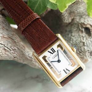 Ох Картье Мачт Танк LM 590005 Тринити Вермеил Новый ремень настоящий пряжка Ladies Cartier 1 Year Watch